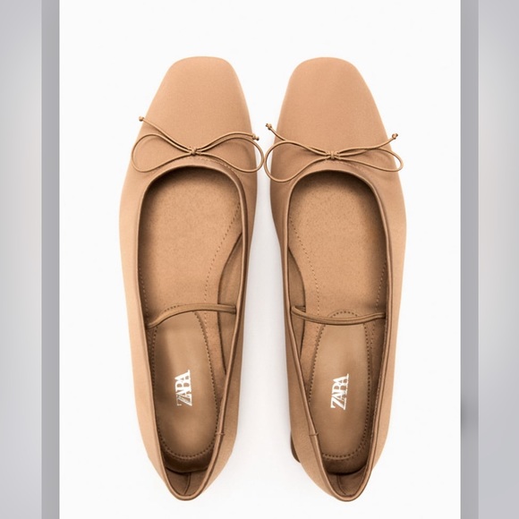 Zara SATIN EFFECT FLATS WITH BOW Size 8 US - Picture 4 of 8